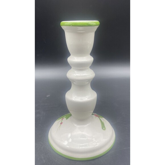 VTG Laurie Gates Los Angeles Pottery CHRISTMAS Candle Holders 7” Set of 2 - Picture 3 of 9